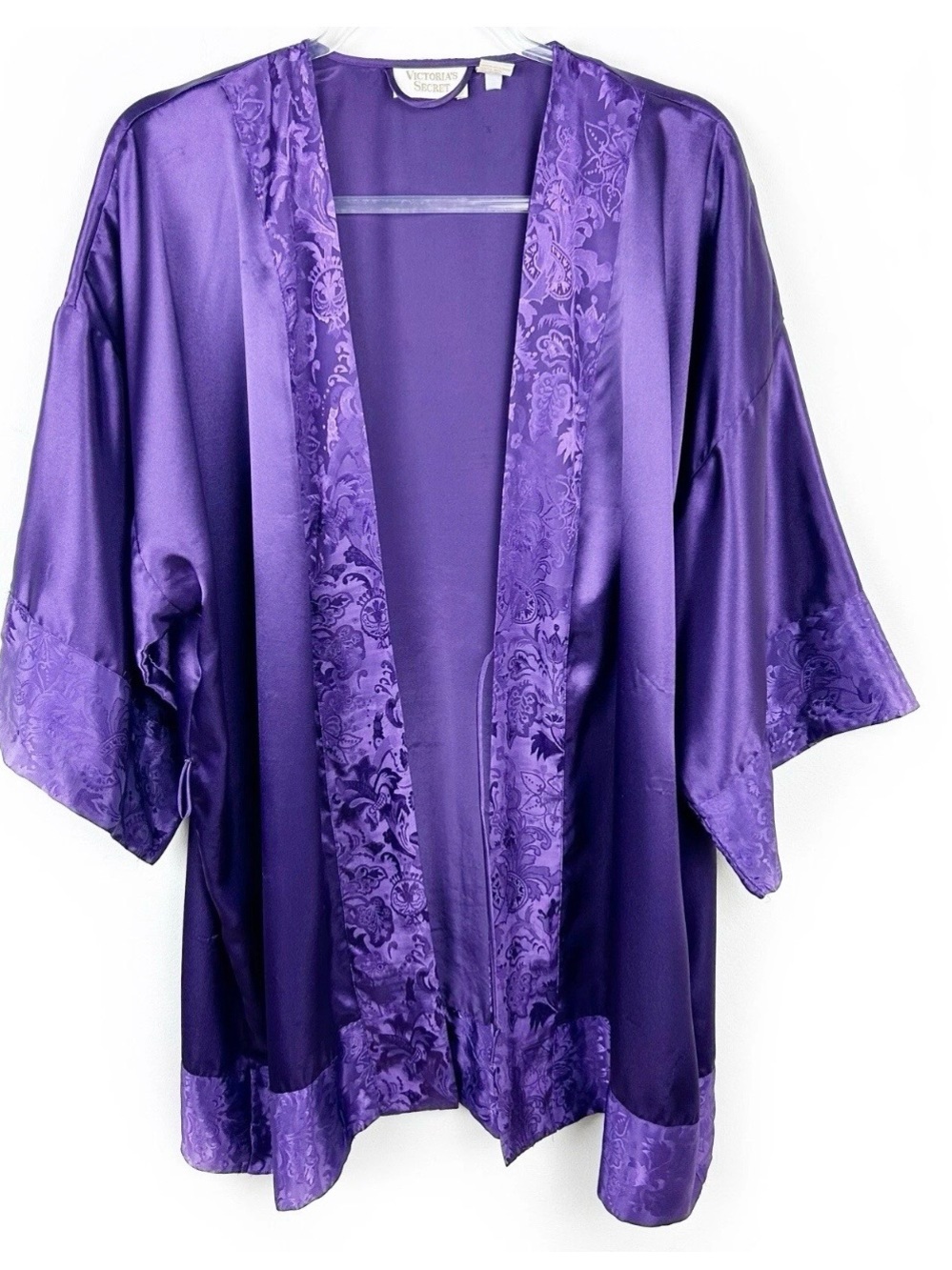 Victoria's Secret Purple Satin Jacquard Kimono Robe